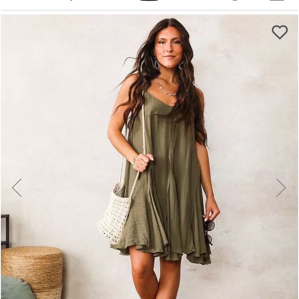 Cute Army Green Buckle swing dress medium